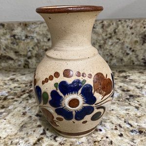 Mexican folk art pottery vase by Tonola